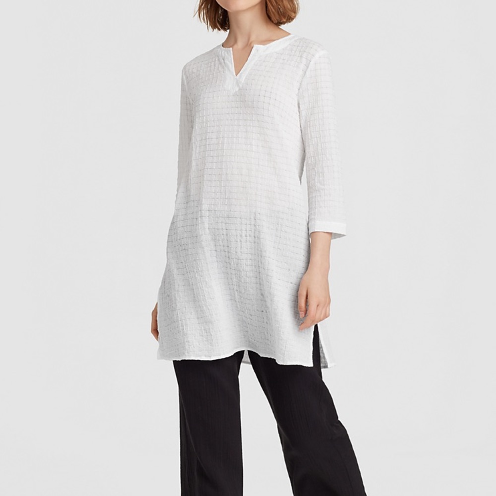 Eileen Fisher Organic Cotton Voile Tunic Top